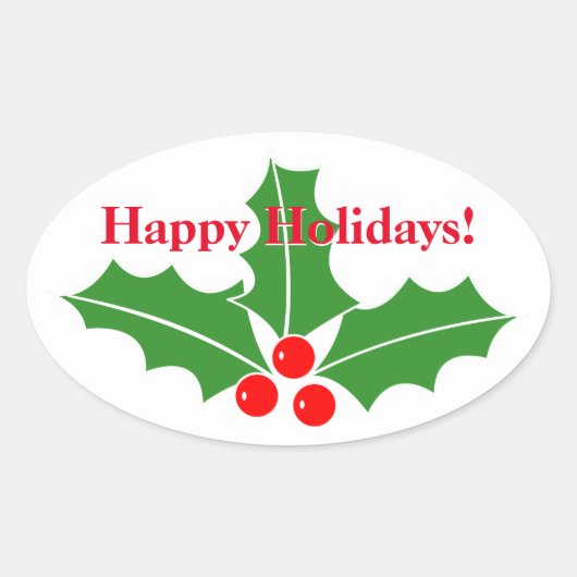 Kleine ovale Kerst stickers met aangepaste groet (Voorkant)