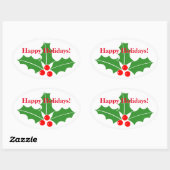 Kleine ovale Kerst stickers met aangepaste groet (Vel)