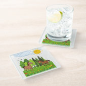 Kleine paarden ontwerpen voor kinderen glazen onderzetter (Schuin)