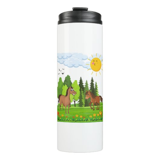 Kleine paarden ontwerpen voor kinderen thermosbeker (Voorkant)