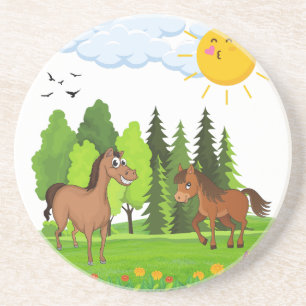 Kleine paarden ontwerpen voor kinderen zandsteen onderzetter