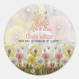 Kleine paardenbloem is in bloei baby shower # 3 ronde sticker
