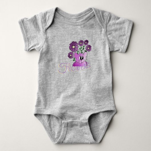 Kleine Paarse Beer Met Bloemen Romper (Voorkant)