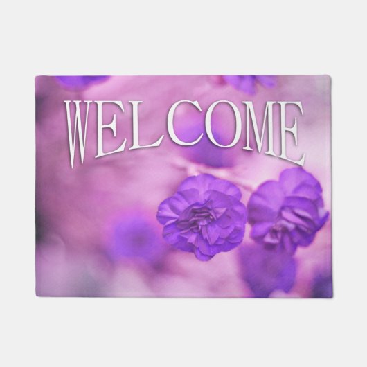 Kleine paarse bloemen welkom deurmat (Voorkant)