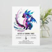 Kleine Paarse Dragon Digitale Jongen Verjaardag Kaart (Staand voorkant)