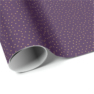Kleine Paarse en gouden Polka Dot Handgemaakt Cadeaupapier