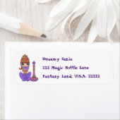 Kleine Paarse genie Belly Dancer Big Eyes Cute Etiket (Insitu)