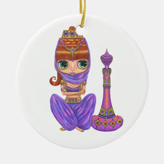 Kleine Paarse genie Belly Dancer Big Eyes Cute Keramisch Ornament (Voorkant)