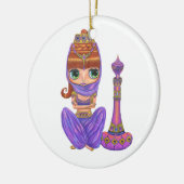 Kleine Paarse genie Belly Dancer Big Eyes Cute Keramisch Ornament (Links)