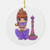 Kleine Paarse genie Belly Dancer Big Eyes Cute Keramisch Ornament (Achterkant)