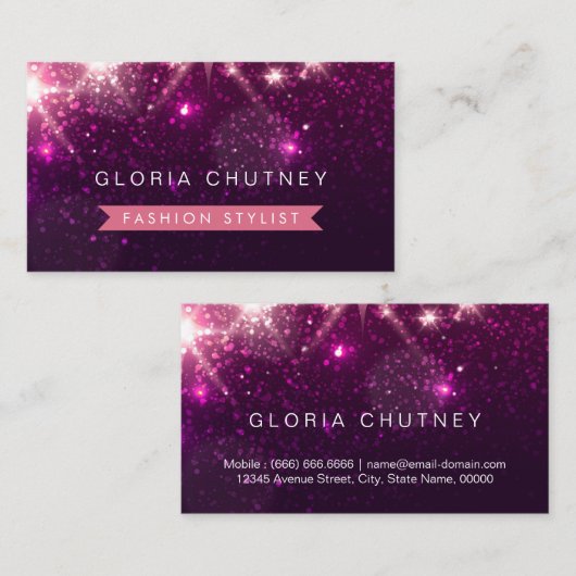 Kleine Paarse glitter - Mode stylist Visitekaartje (Voorkant / Achterkant)