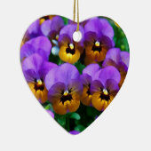 Kleine Paarse Pansies getrimd in Geel Goud Goud Keramisch Ornament (Rechts)