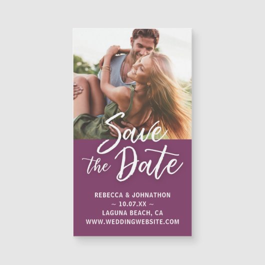 Kleine Paarse Save the Date Invitations Magneet (Voorkant)