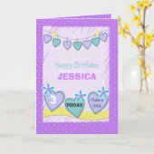 Kleine paarse verjaardag kaart (Gele Bloem)