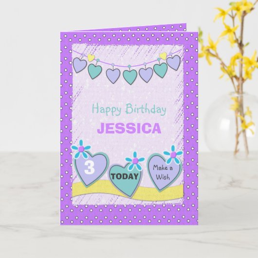 Kleine paarse verjaardag kaart (Gele Bloem)