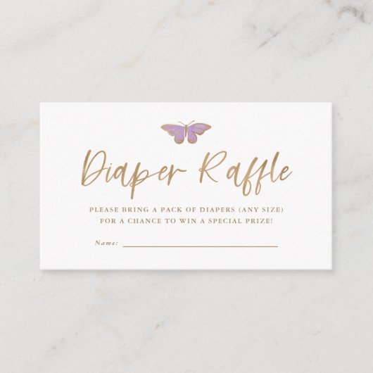 Kleine Paarse Vlinder Luier Raffle Baby shower Informatiekaartje (Voorkant)