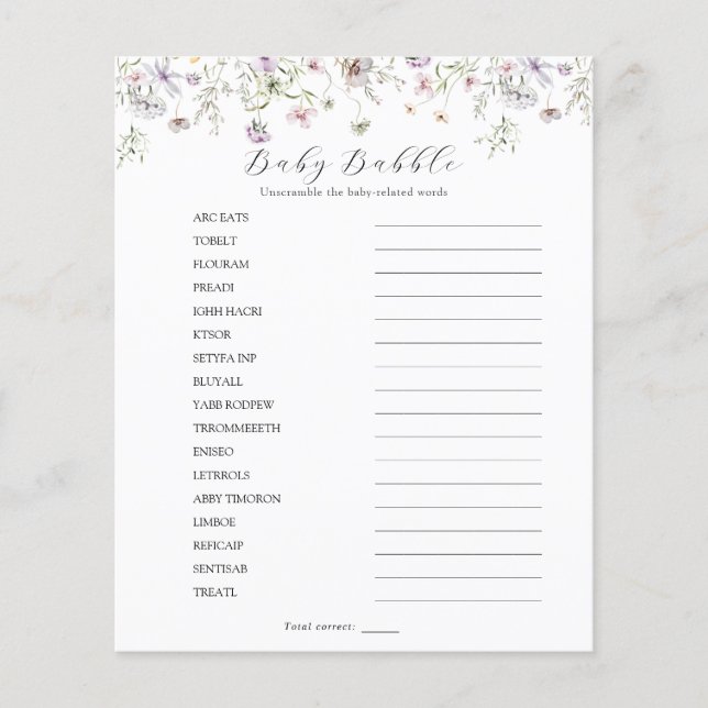 Kleine Paarse Wilde Bloem Baby Brabbel Woordsalat (Voorkant)