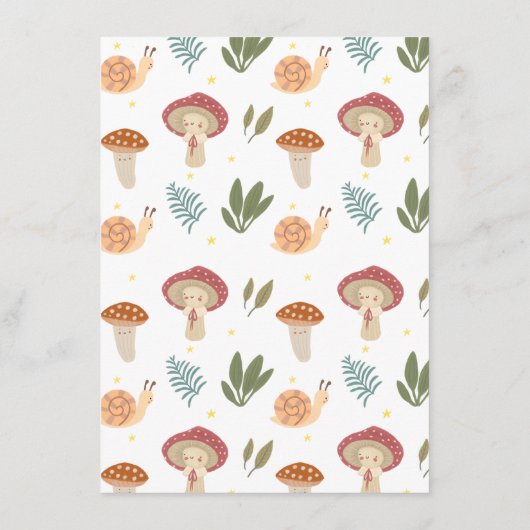 Kleine paddenstoel Baby shower Game Baby Bingo Enc Informatiekaartje (Achterkant)