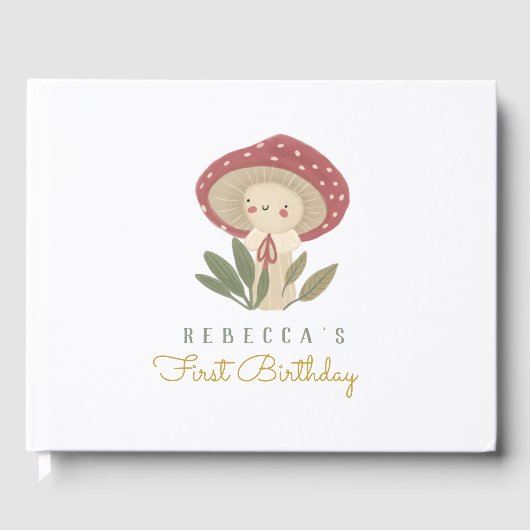 Kleine paddenstoel Baby shower Guest Book Gastenboek (Voorkant)
