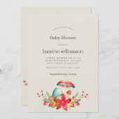 Kleine paddenstoel baby shower kaart (Voorkant / Achterkant)