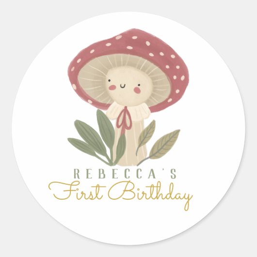 Kleine paddenstoel Birthday Gift Labels (Voorkant)