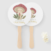 Kleine paddenstoel Birthday Gift Labels Handwaaier (Voorkant en achterkant)