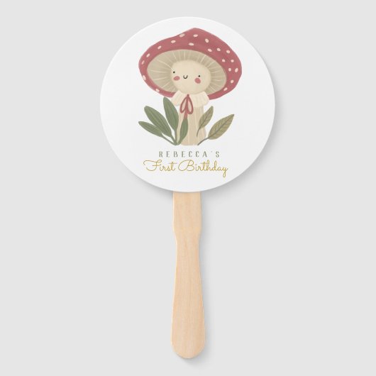 Kleine paddenstoel Birthday Gift Labels Handwaaier (Voorkant)