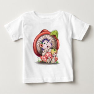 Kleine paddenstoel en Baby T-shirt in de derde pij