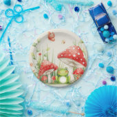 Kleine paddenstoel en kikker Baby shower Papieren Bordje (Feest)
