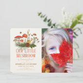 Kleine Paddenstoel Herfst Kinderverjaardagsfoto Kaart (Staand voorkant)
