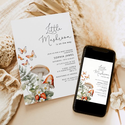 Kleine paddenstoel minimaal baby shower kaart