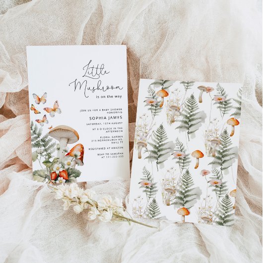 Kleine paddenstoel minimaal baby shower kaart