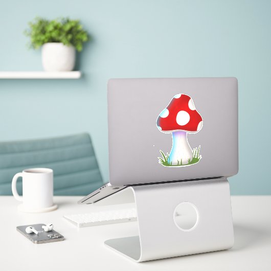 Kleine paddenstoel sticker (Laptop op bureau)