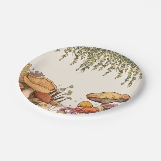 Kleine paddenstoel thema papieren bordje (Gekanteld)