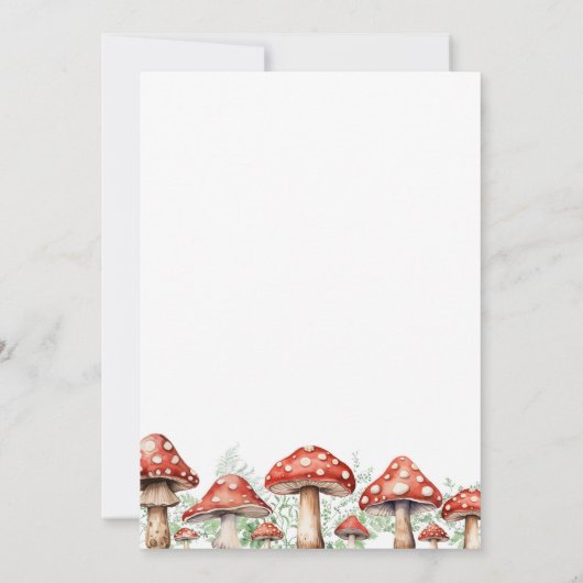 Kleine paddenstoel verjaardagsuitnodiging kaart (Achterkant)