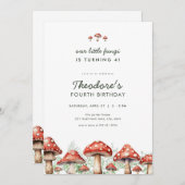 Kleine paddenstoel verjaardagsuitnodiging kaart (Voorkant / Achterkant)