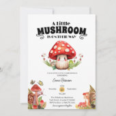 Kleine paddenstoel vlinder mot baby shower kaart (Voorkant)