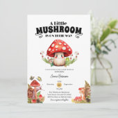 Kleine paddenstoel vlinder mot baby shower kaart (Staand voorkant)