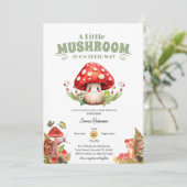 kleine paddenstoel vlinder slak bos baby shower kaart (Staand voorkant)