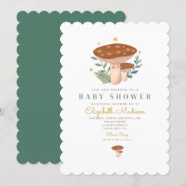 Kleine paddenstoel Watercolor Baby Shower Uitnodig Kaart