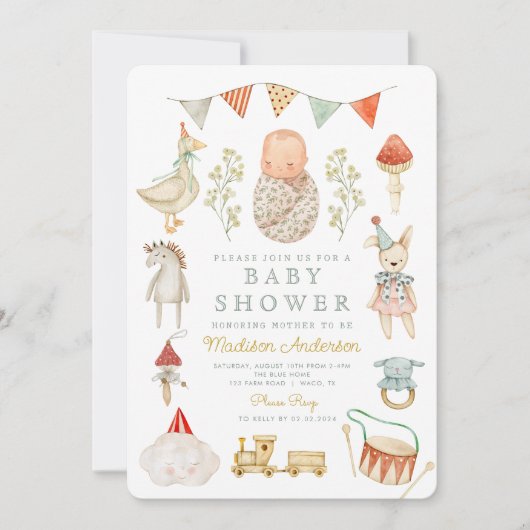 Kleine paddenstoel Woodland Baby shower Kaart (Voorkant)