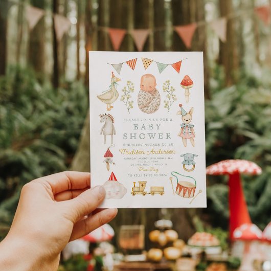 Kleine paddenstoel Woodland Baby shower Kaart