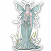 Kleine paddenstoelenfee kunst van Renee Lavoie Sticker (Voorkant)