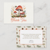 Kleine paddestoel Bloemen Bijen Verjaardag Dank u Notitiekaartje (Voorkant / Achterkant)