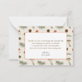 Kleine paddestoel Bloemen Bijen Verjaardag Dank u Notitiekaartje (Achterkant)