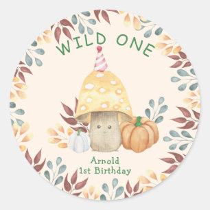 Kleine paddestoel eerste verjaardag WILD EEN Ronde Sticker