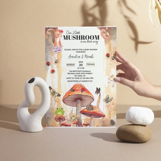 Kleine paddestoelen rustiek grillig baby shower kaart