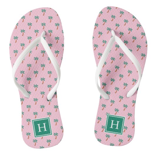 Kleine Palms Roze Monogram Teenslippers (Voetbed)