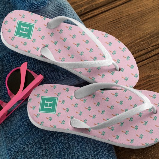 Kleine Palms Roze Monogram Teenslippers