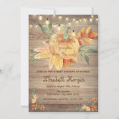 Kleine Pampkin, lampjes, Baby shower van hout Kaart (Voorkant)